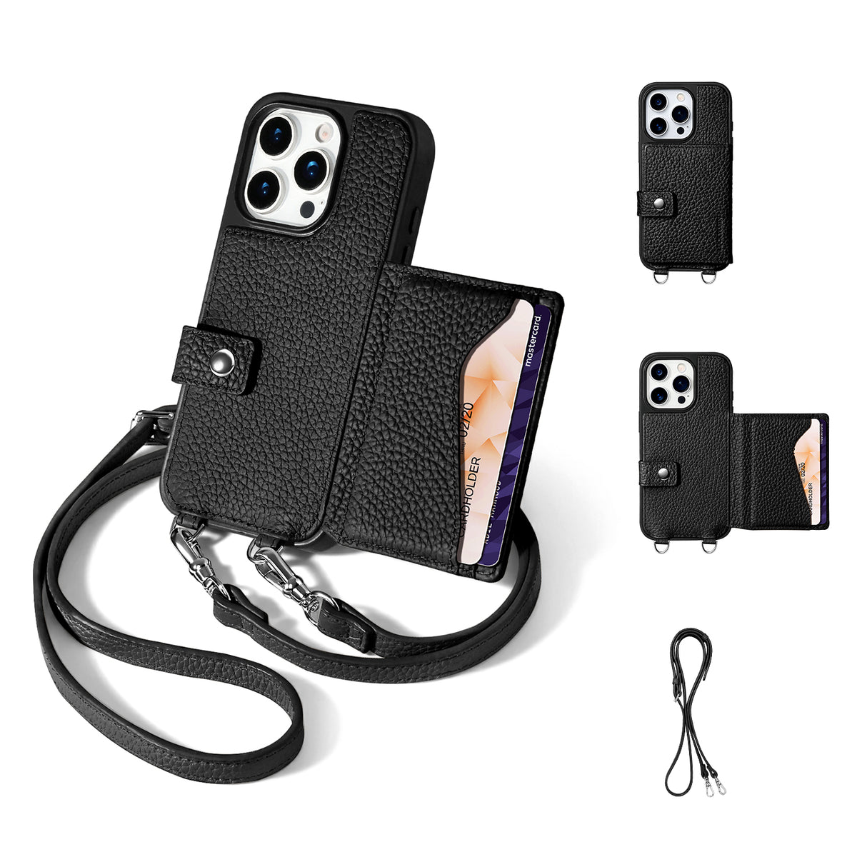 MagSafe Bifold Wallet Crossbody Case | Black