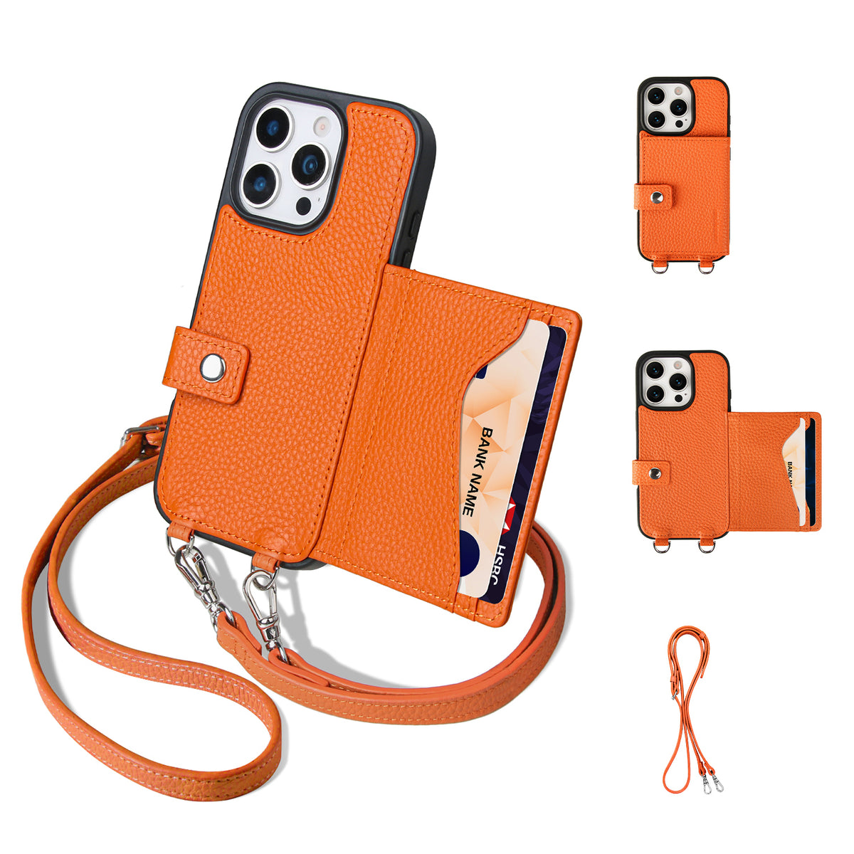 MagSafe Bifold Wallet Crossbody Case | Orange