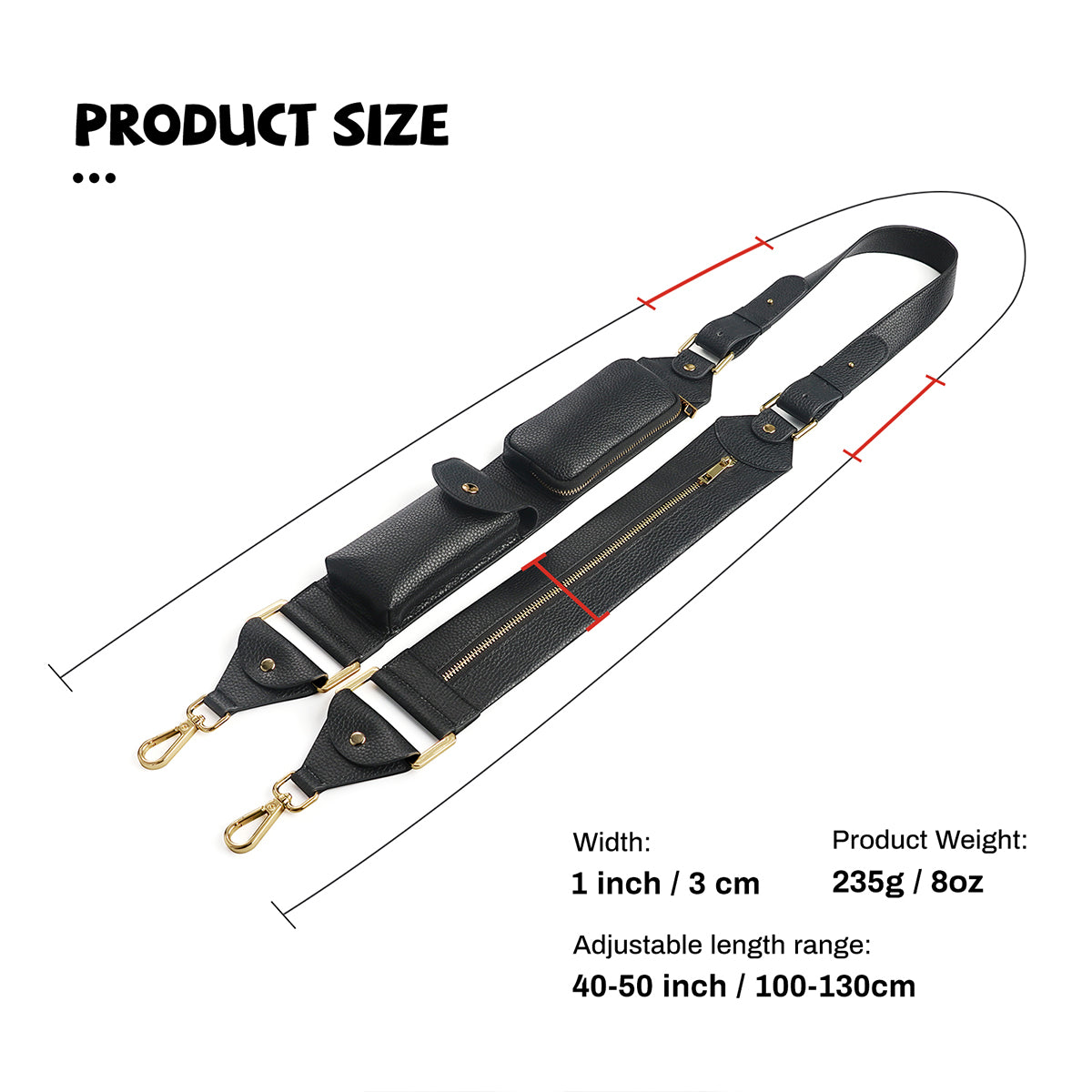 Adjustable Vegan Strap with Mini Purse