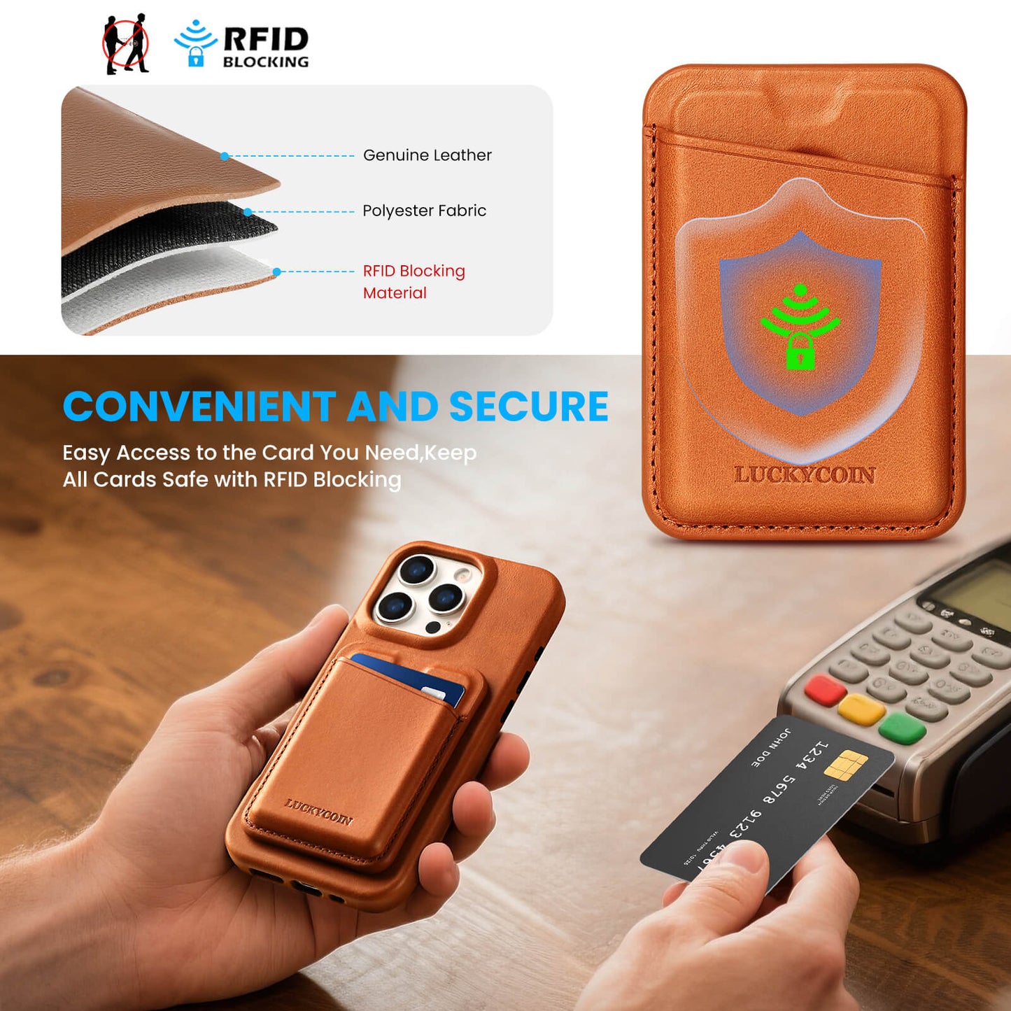 Magnetic Leather Wallet with Case | Brown