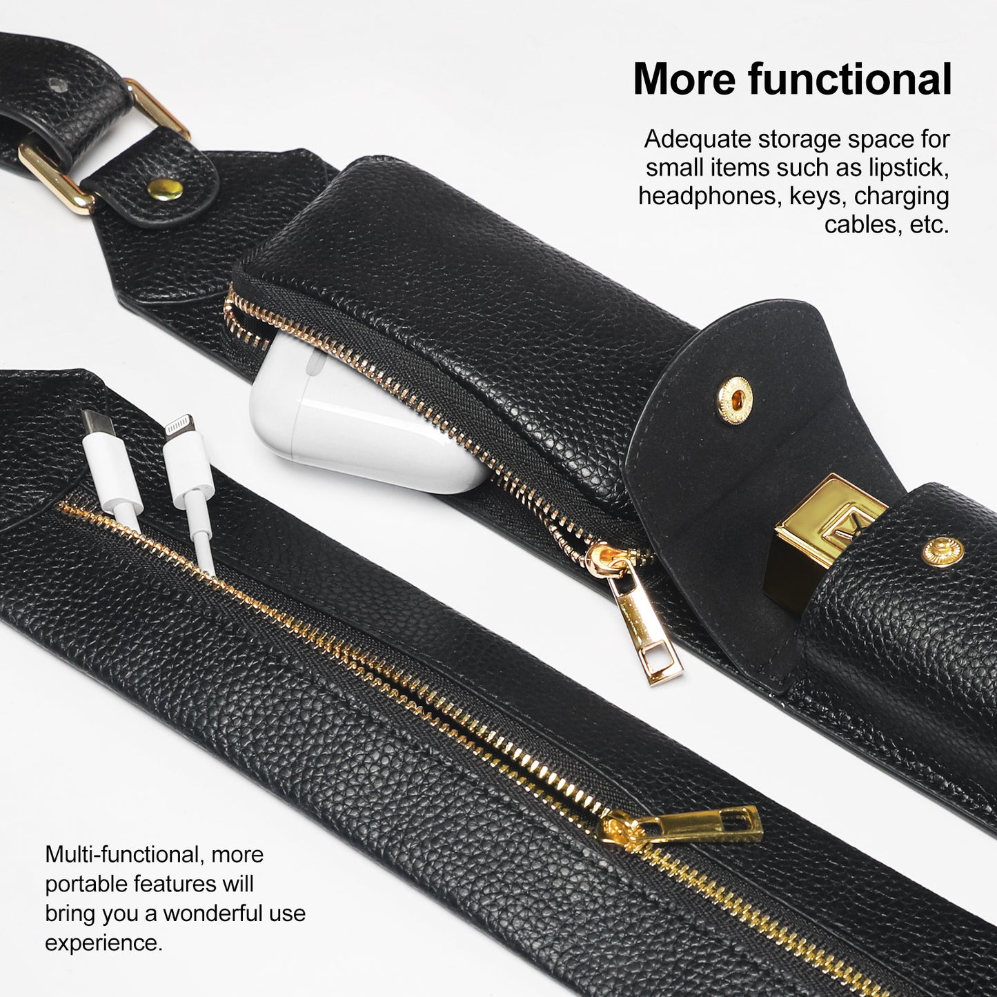 BANDOLERA AJUSTABLE DE PIEL VEGANA CON MONEDERO PEQUEÑO