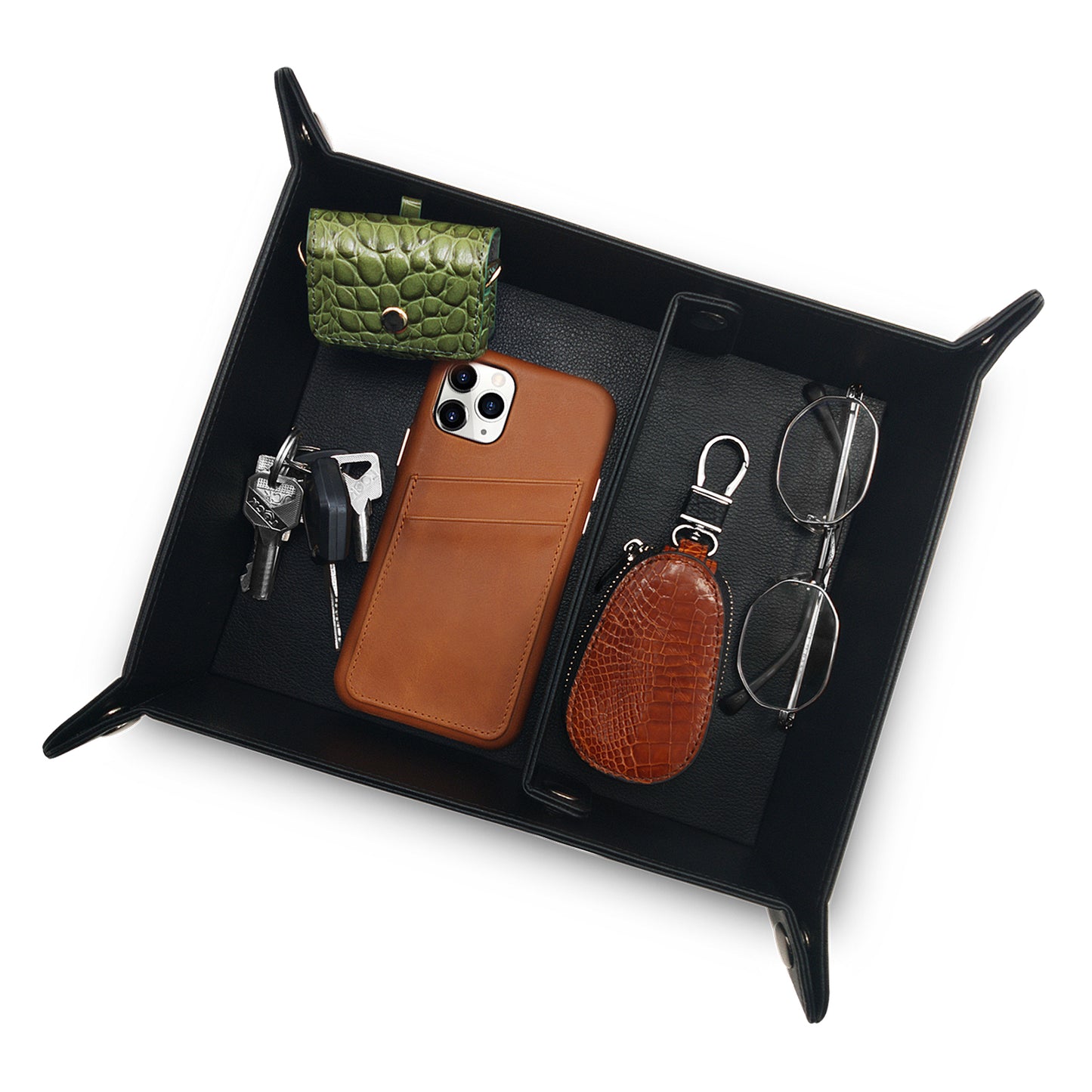 LUCKYCOIN Leather Valet Tray
