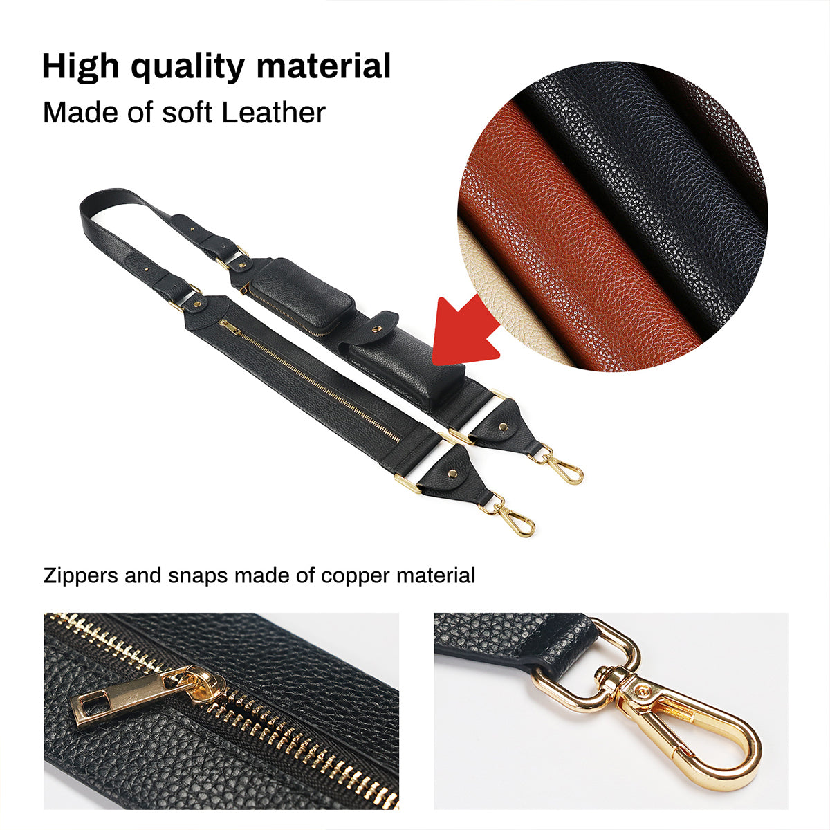 Adjustable Vegan Strap with Mini Purse