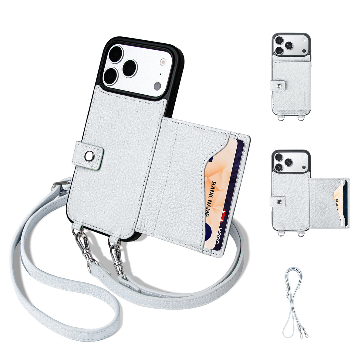 MagSafe Bifold Wallet Crossbody Case | Mist Blue