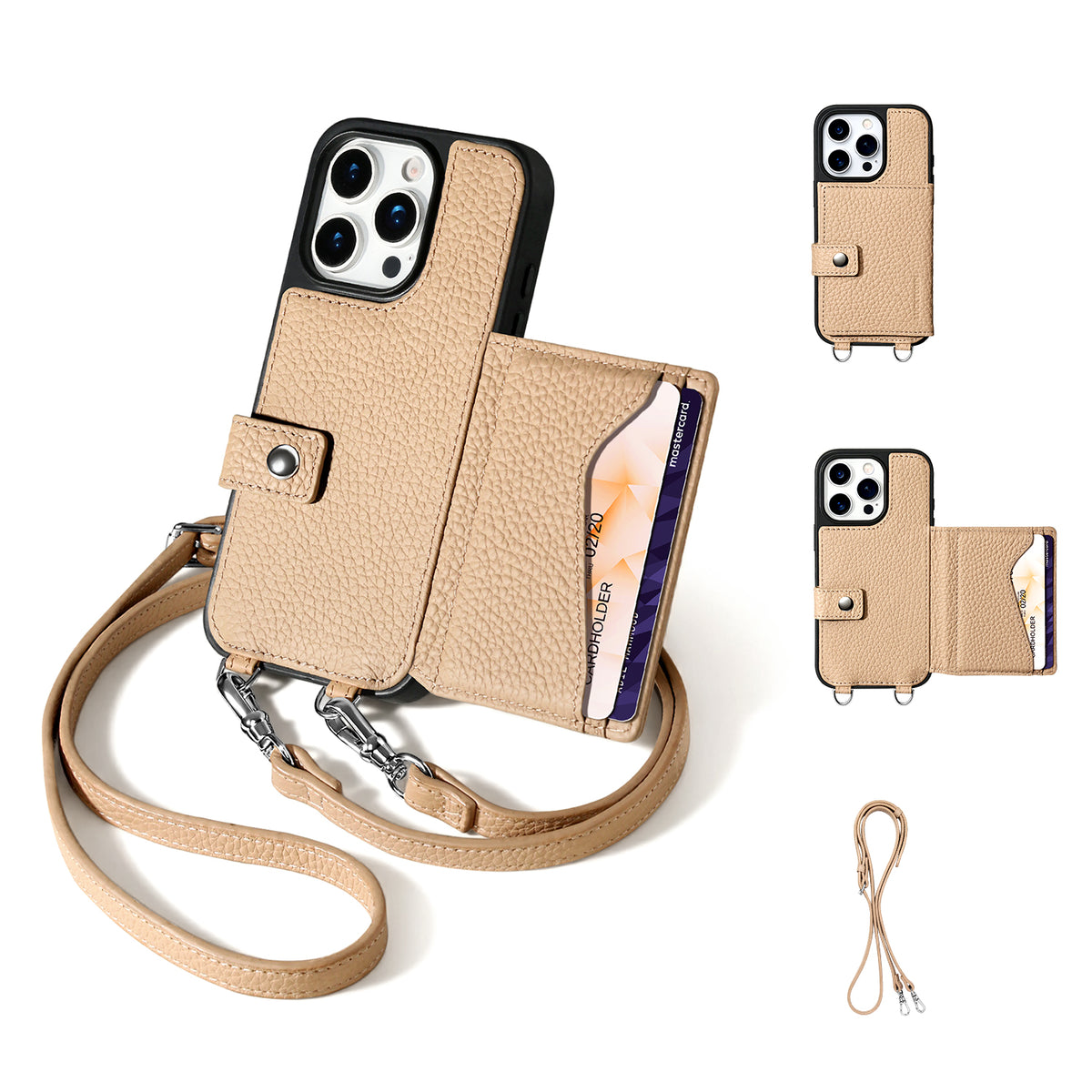 MagSafe Bifold Wallet Crossbody Case | Beige