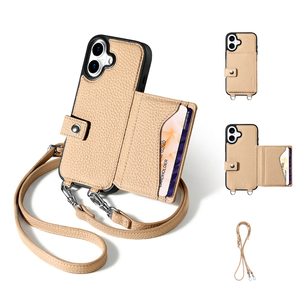 MagSafe Bifold Wallet Crossbody Case | Beige
