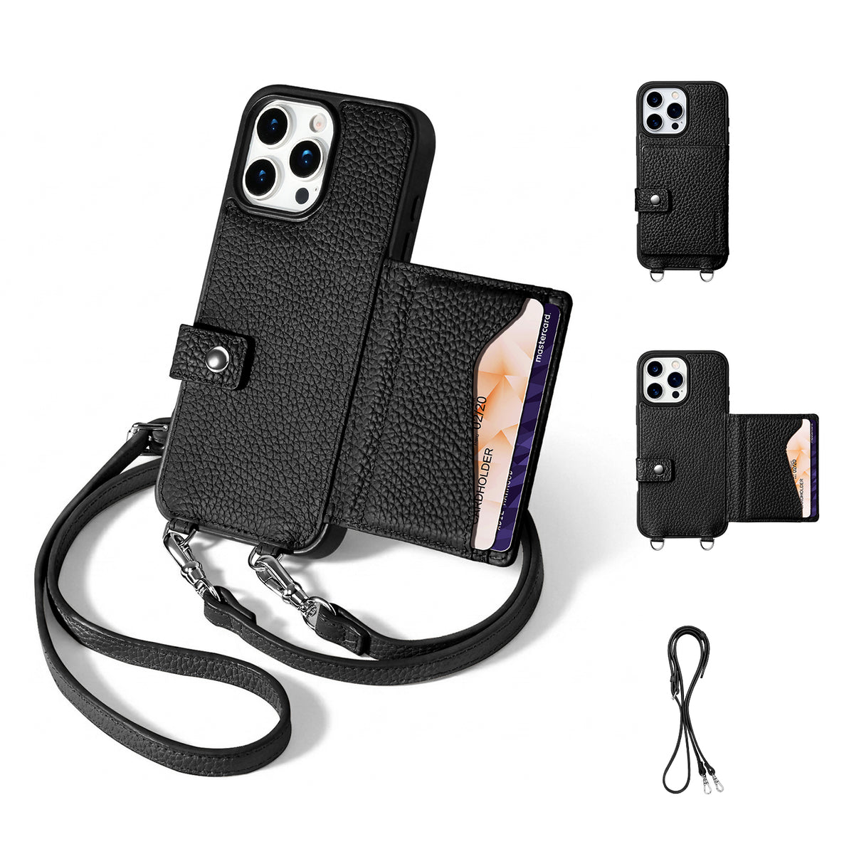 MagSafe Bifold Wallet Crossbody Case | Black