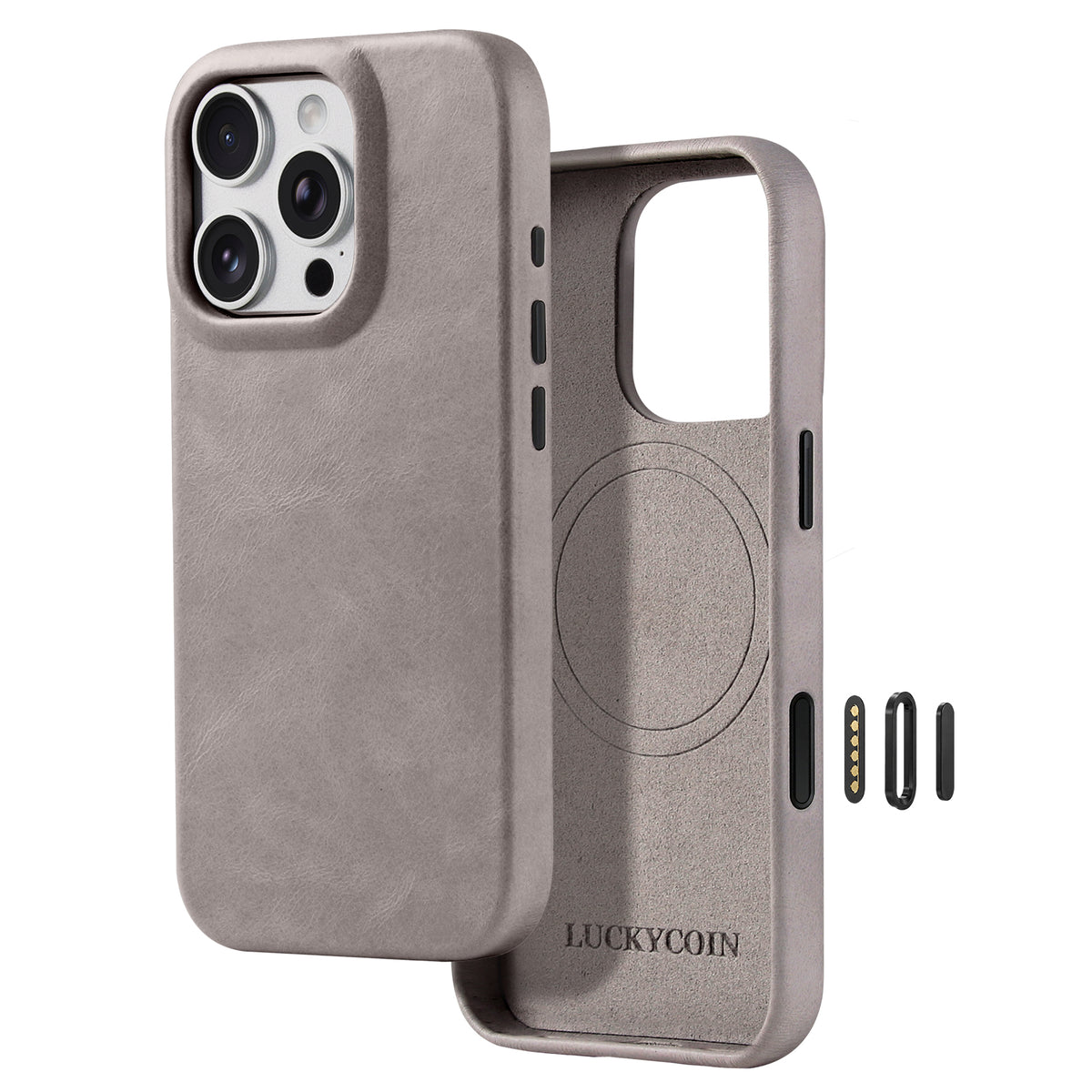 Full-Grain Leather Phone Case | Light Gray