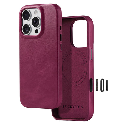 Full-Grain Leather Phone Case | Rose Purple
