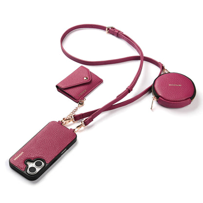 Detachable Crossbody Wallet Phone Case with Round Pouch | Rose Purple