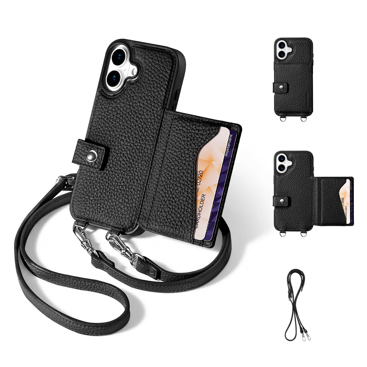 MagSafe Bifold Wallet Crossbody Case | Black