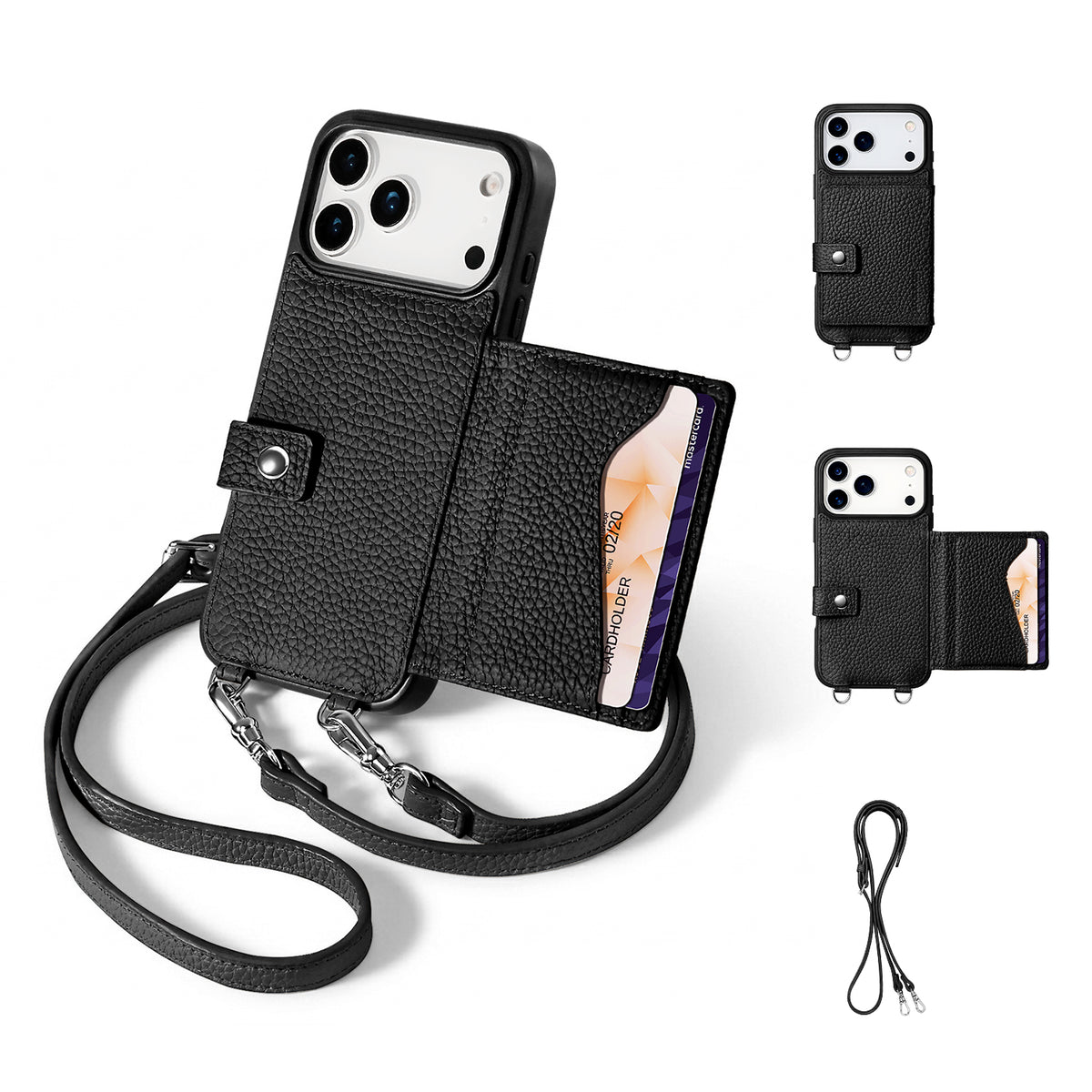 MagSafe Bifold Wallet Crossbody Case | Black