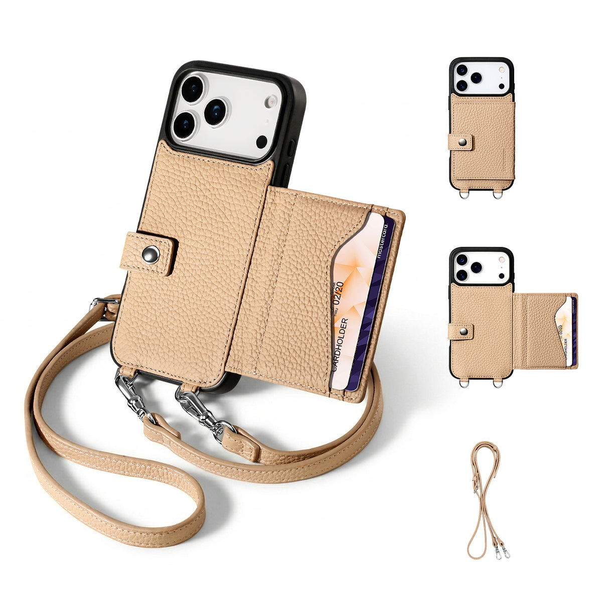 MagSafe Bifold Wallet Crossbody Case | Beige