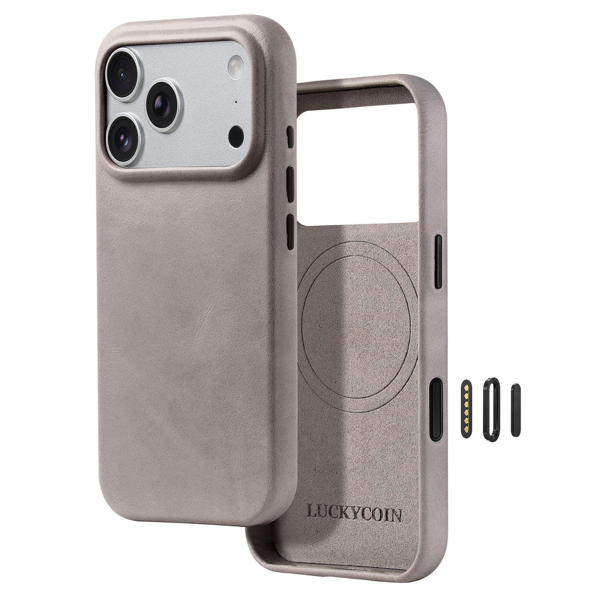 Full-Grain Leather Phone Case | Light Gray