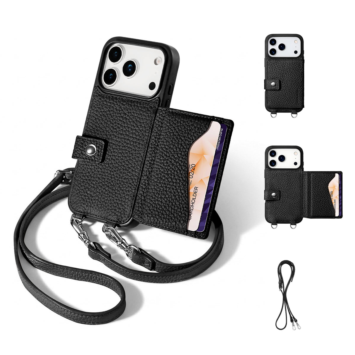 MagSafe Bifold Wallet Crossbody Case | Black