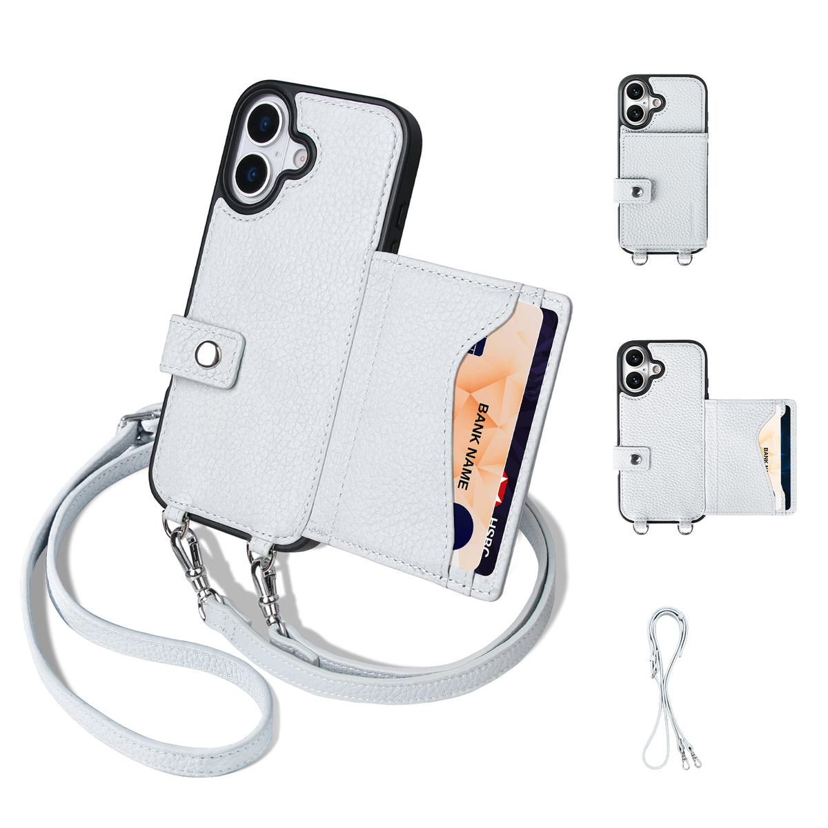 MagSafe Bifold Wallet Crossbody Case | Mist Blue