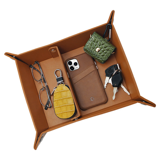 LUCKYCOIN Leather Valet Tray