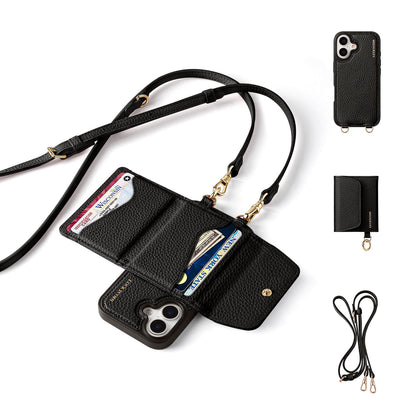 Detachable Flip Wallet Crossbody Phone Case | Black