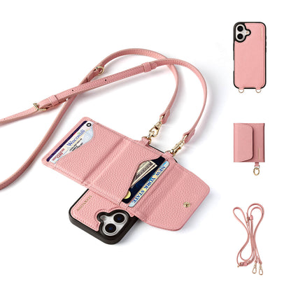 Detachable Flip Wallet Crossbody Phone Case | Pink