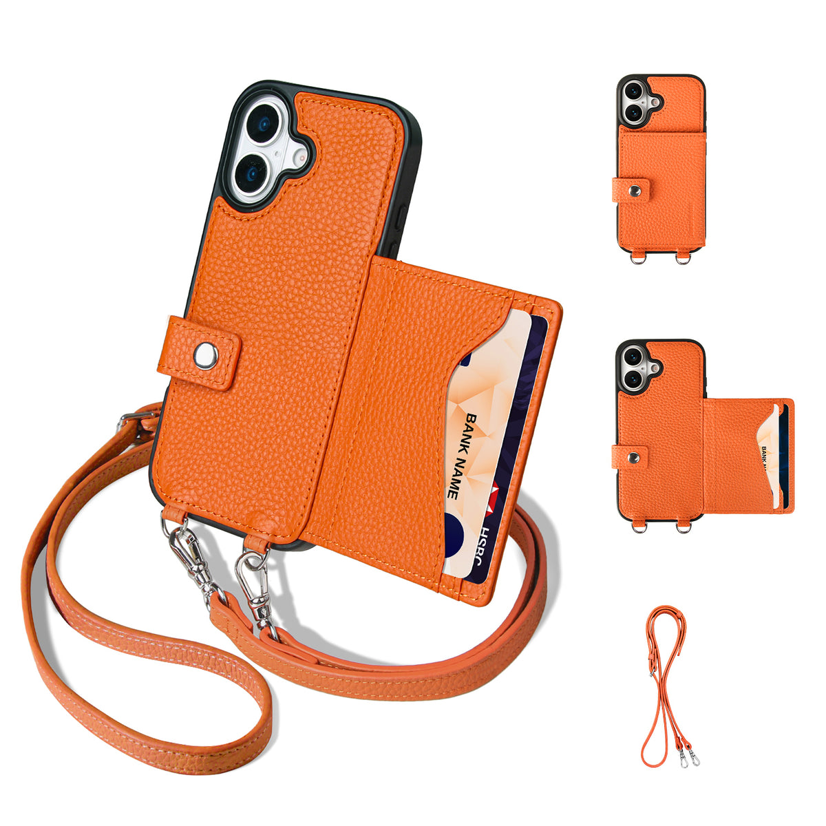 MagSafe Bifold Wallet Crossbody Case | Orange