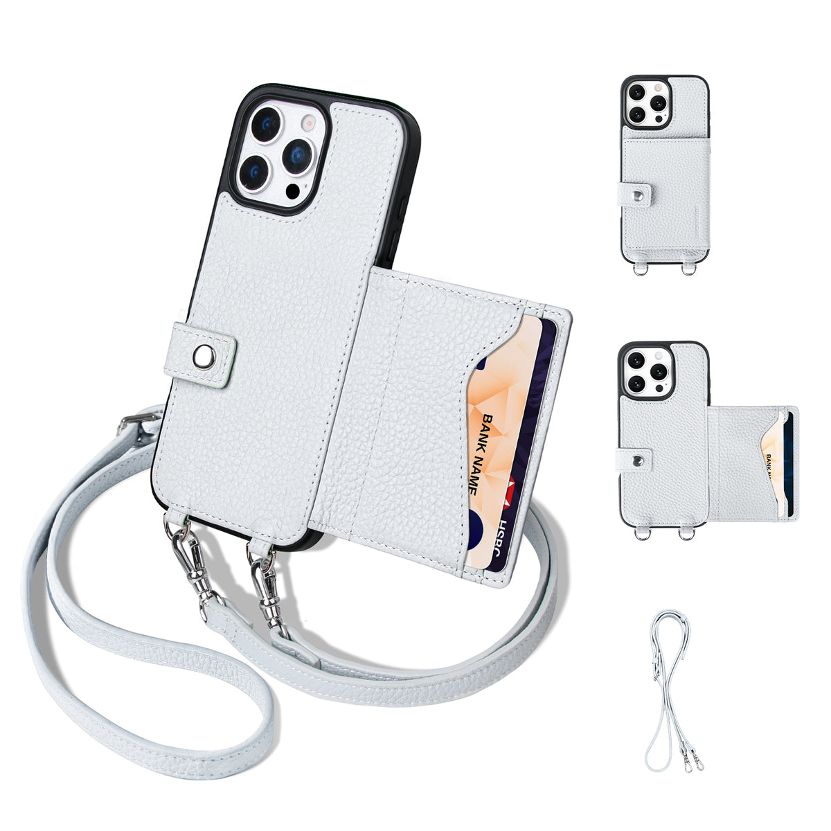 MagSafe Bifold Wallet Crossbody Case | Mist Blue