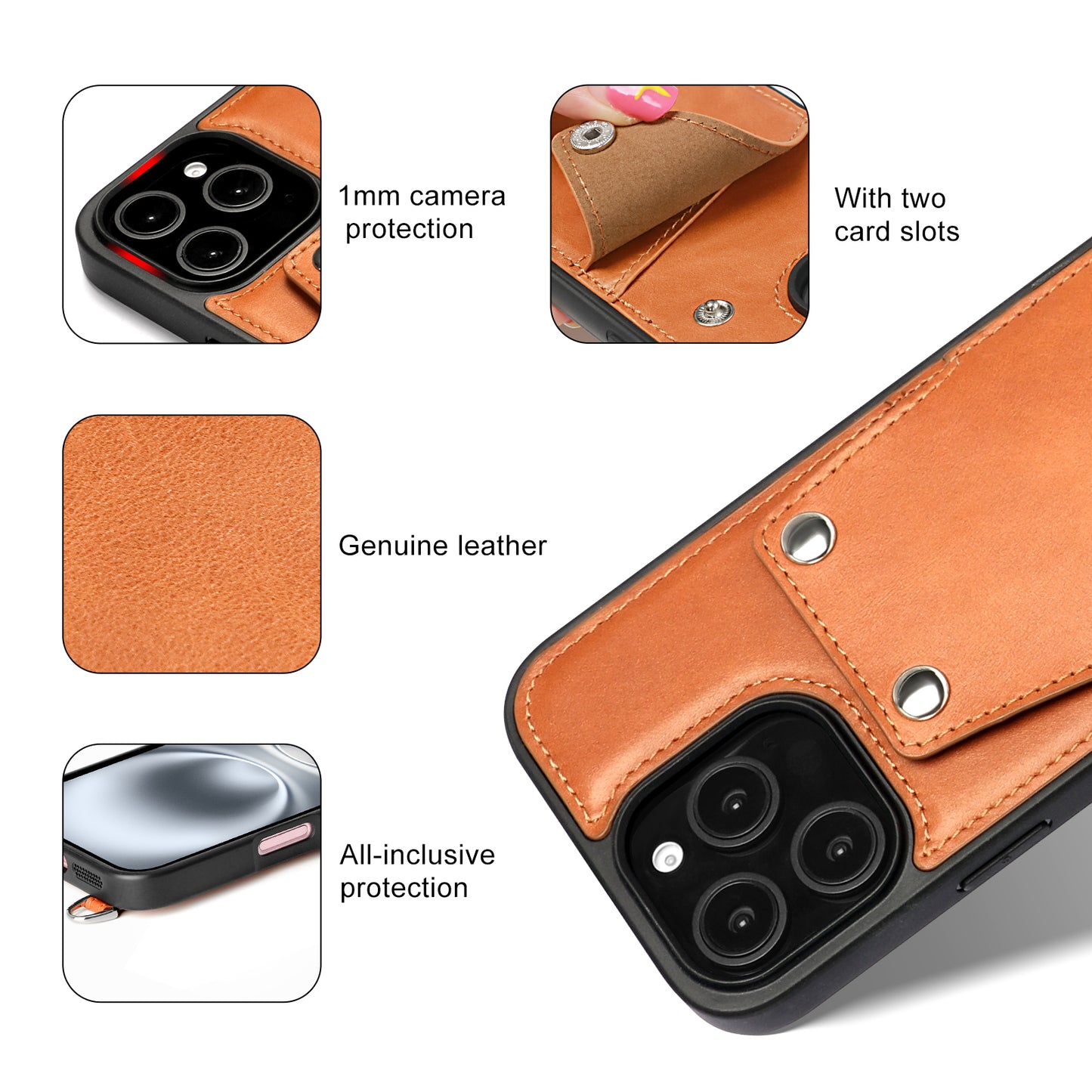 Crossbody Phone Case with Snap Wallet | Brown