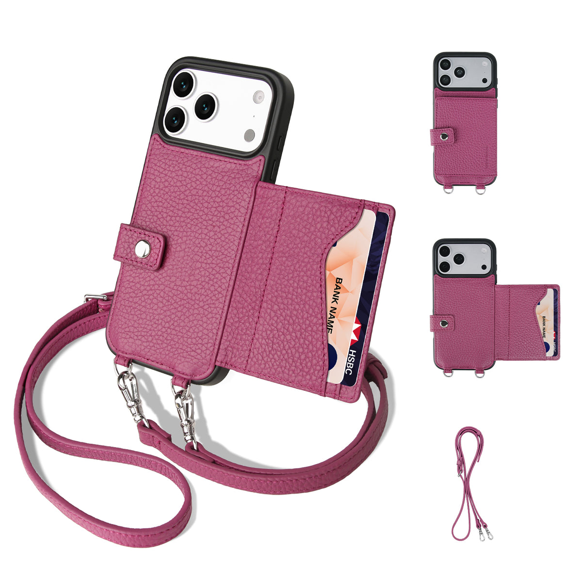 MagSafe Bifold Wallet Crossbody Case | Rose Purple