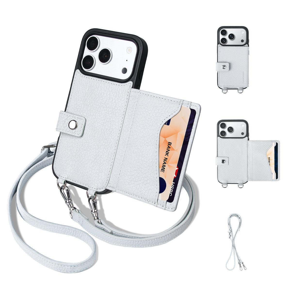 MagSafe Bifold Wallet Crossbody Case | Mist Blue