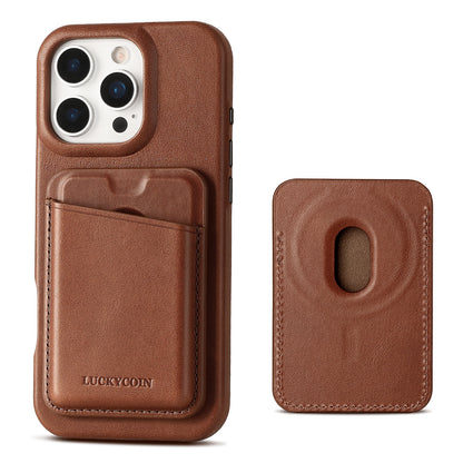 MAGNETIC LEATHER WALLET WITH CASE | DARK BROWM