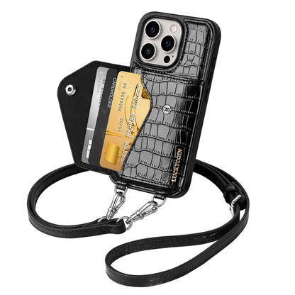 Crossbody Wallet Case | Black Croc