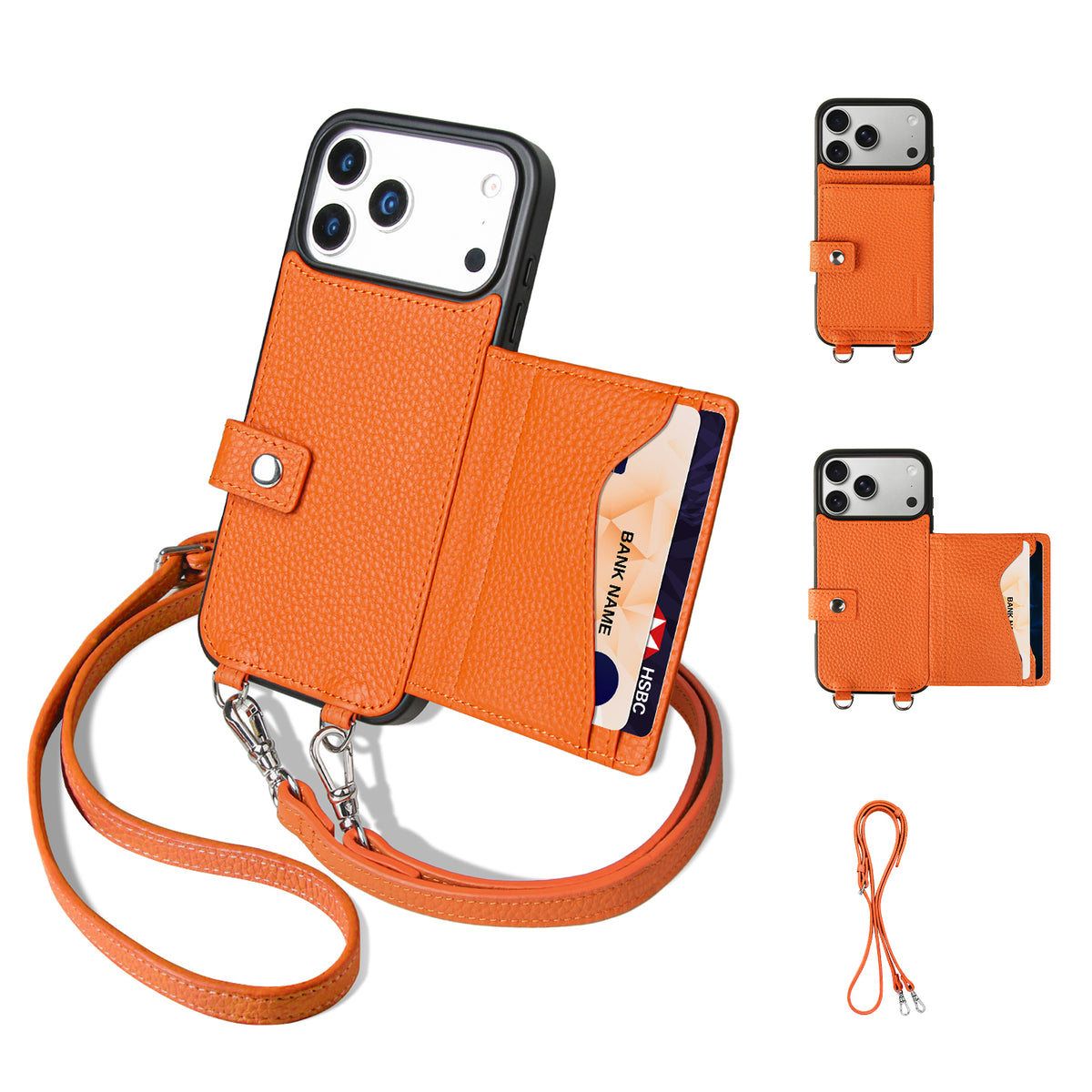 MagSafe Bifold Wallet Crossbody Case | Orange