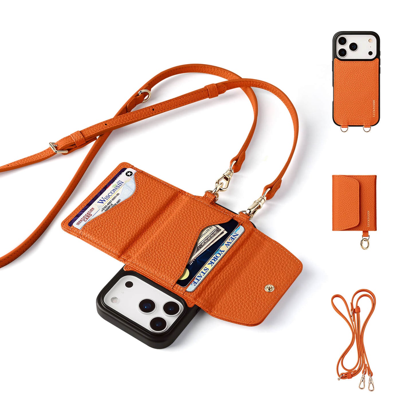 Detachable Flip Wallet Crossbody Phone Case | Orange