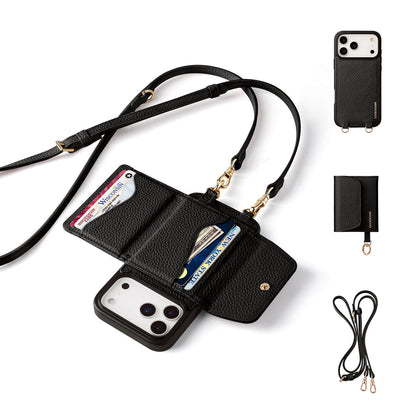 Detachable Flip Wallet Crossbody Phone Case | Black