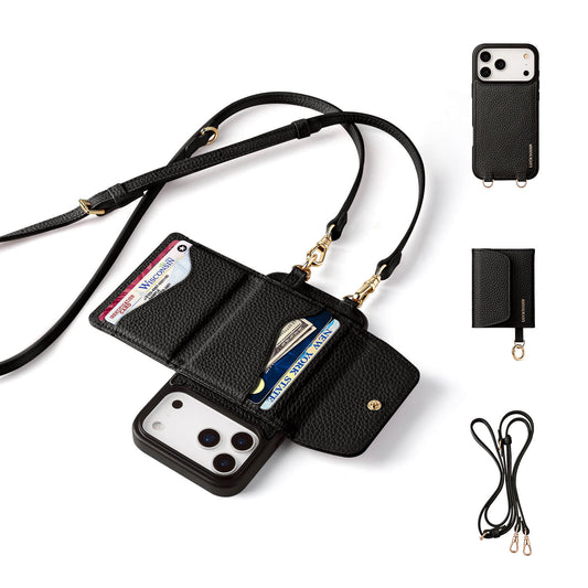 Detachable Flip Wallet Crossbody Phone Case | Black