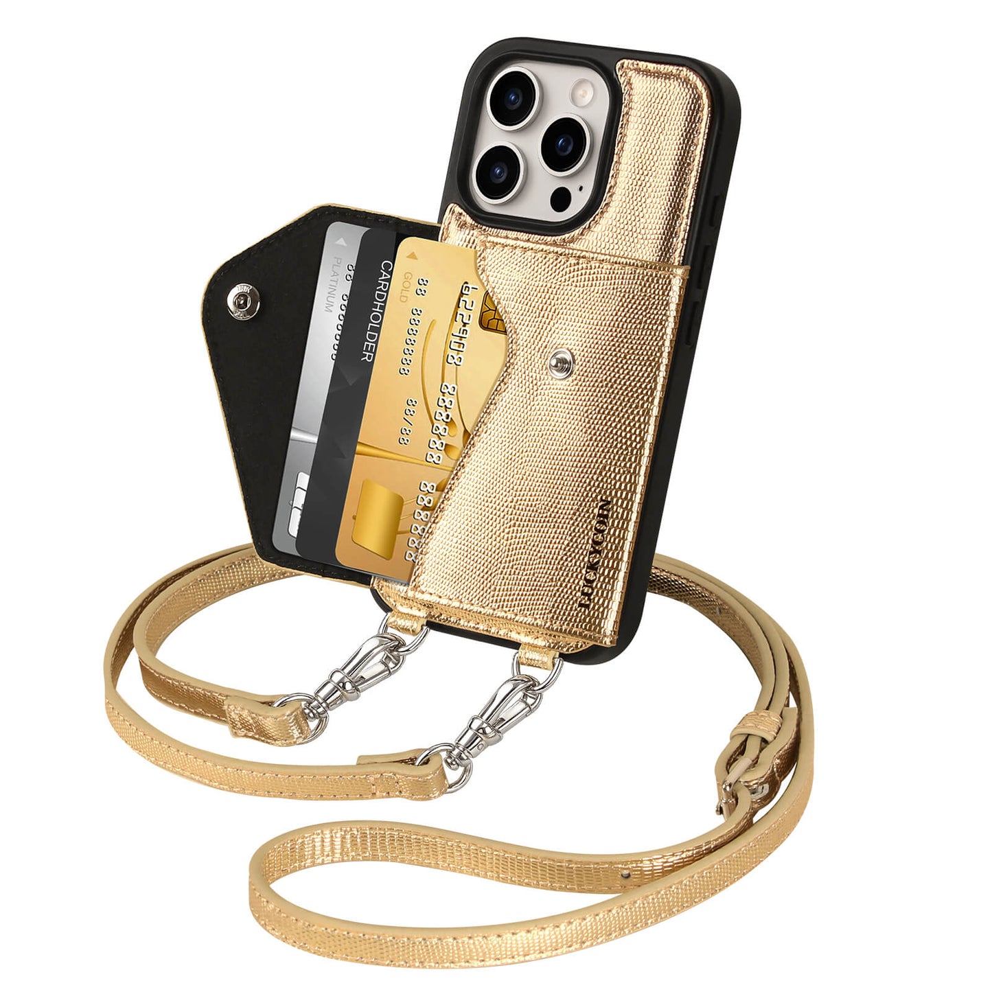 Crossbody Wallet Case |  Metallic Gold