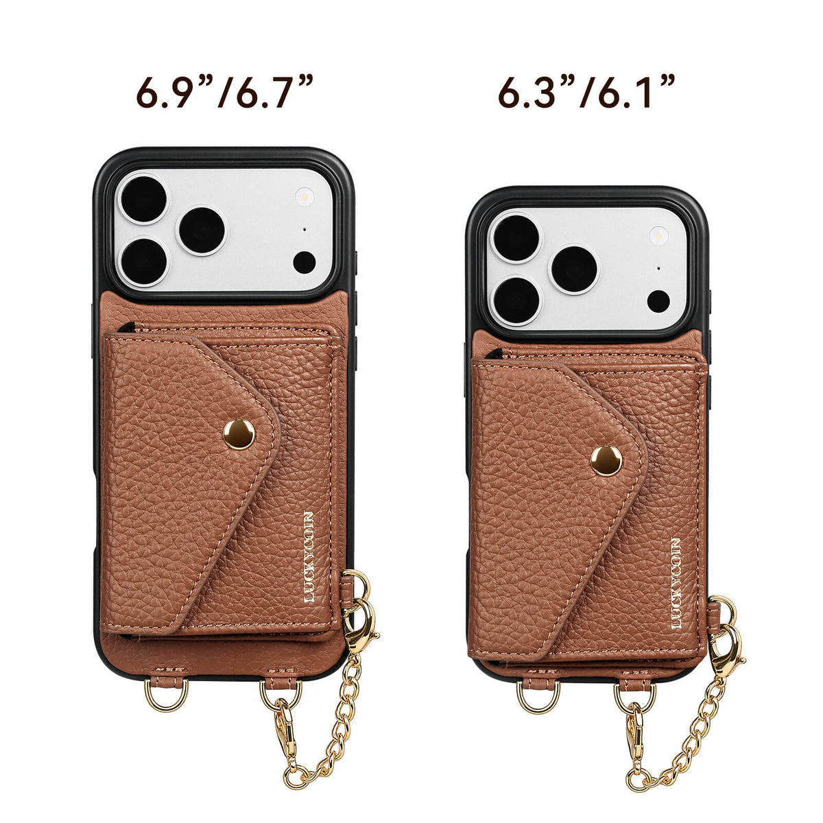 Detachable Crossbody Wallet Phone Case with Round Pouch | Cognac Brown
