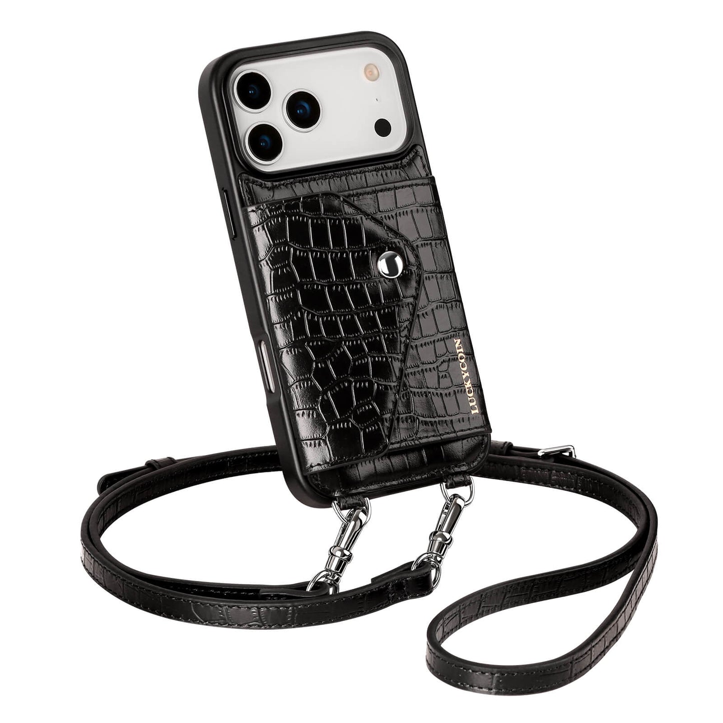 Crossbody Wallet Case | Black Croc