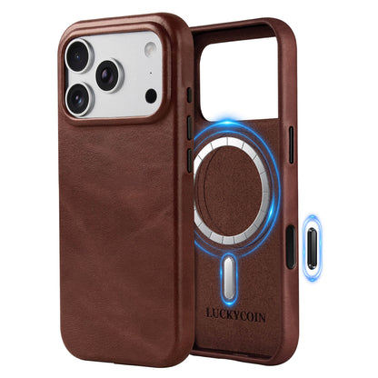 FUNDA MAGSAFE PARA IPHONE | CUERO GRANULADO DE LUJO 