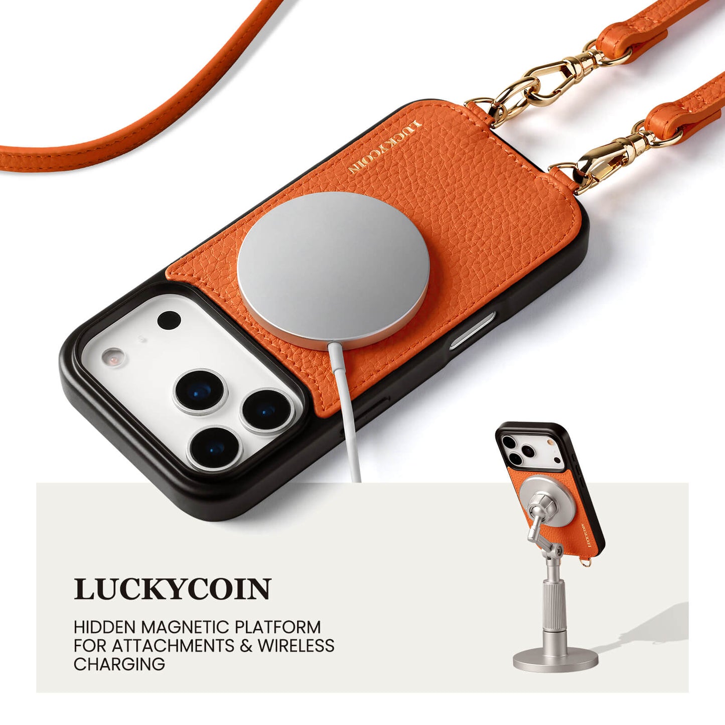 Detachable Flip Wallet Crossbody Phone Case | Orange