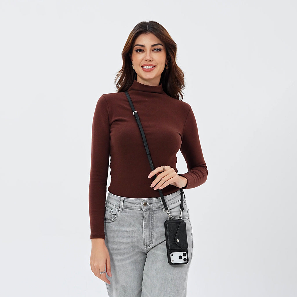 LUCKYCOIN Hands free leather crossbody wallet phone case for iPhone  1