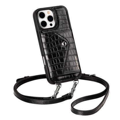 Crossbody Wallet Case | Black Croc