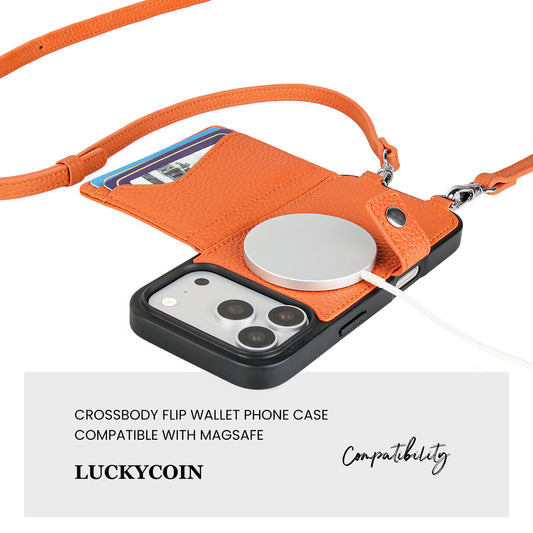 MagSafe Bifold Wallet Crossbody Case | Orange