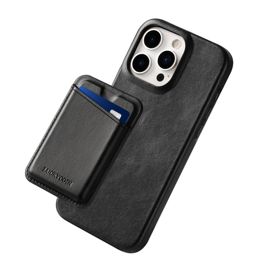 MAGNETIC LEATHER WALLET WITH CASE | BLACK