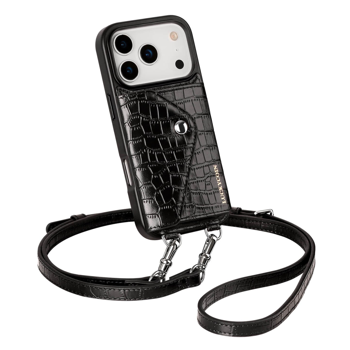 Crossbody Wallet Case | Black Croc