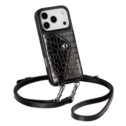 Crossbody Wallet Case | Black Croc