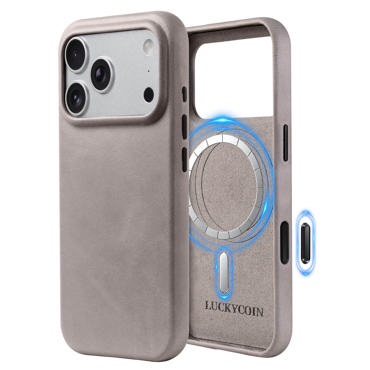Full-Grain Leather Phone Case | Light Gray