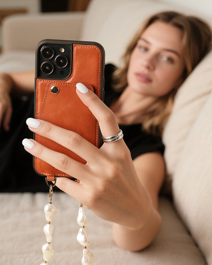 FUNDA DE CUERO PARA TELÉFONO | ESTAMPADO RETRO 
