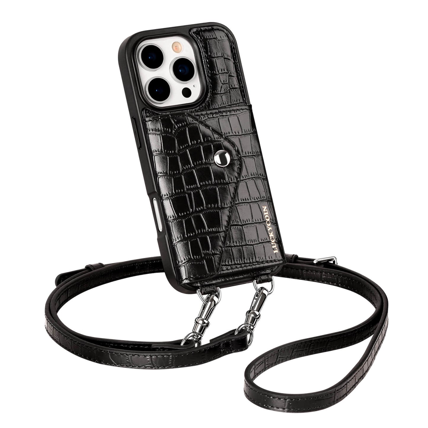 Crossbody Wallet Case | Black Croc