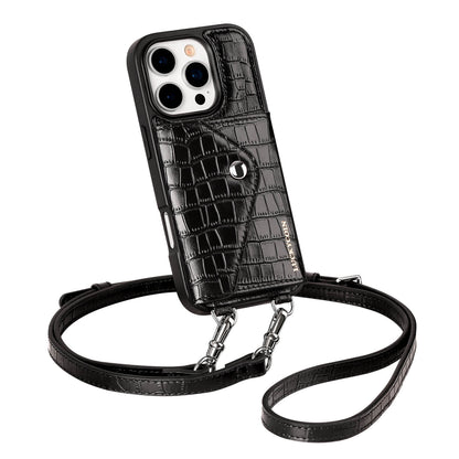 Crossbody Wallet Case | Black Croc