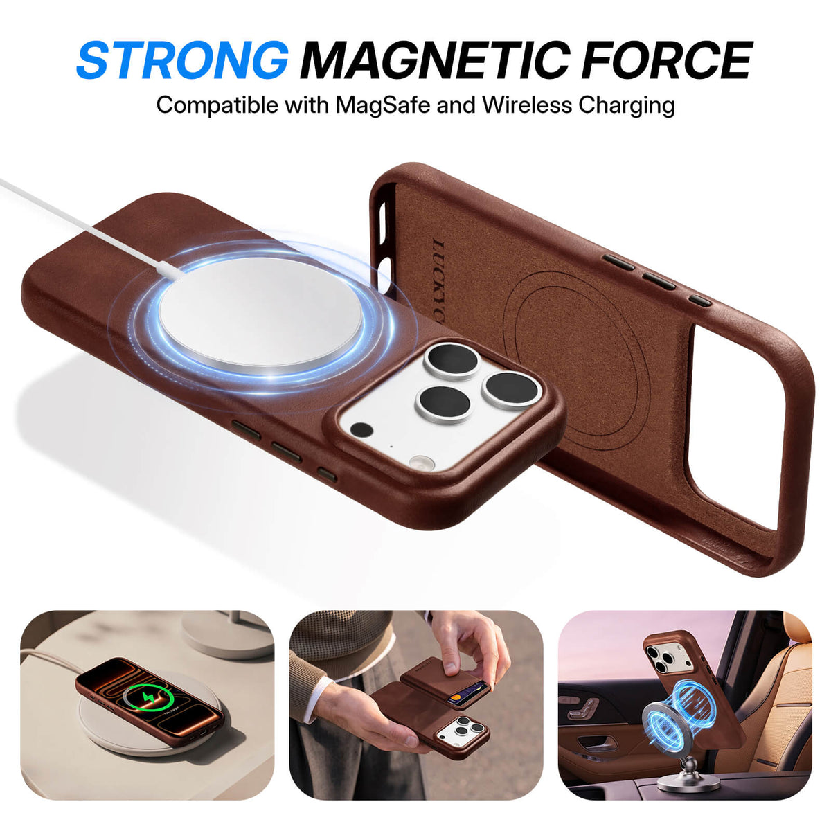 FUNDA MAGSAFE PARA IPHONE | CUERO GRANULADO DE LUJO 